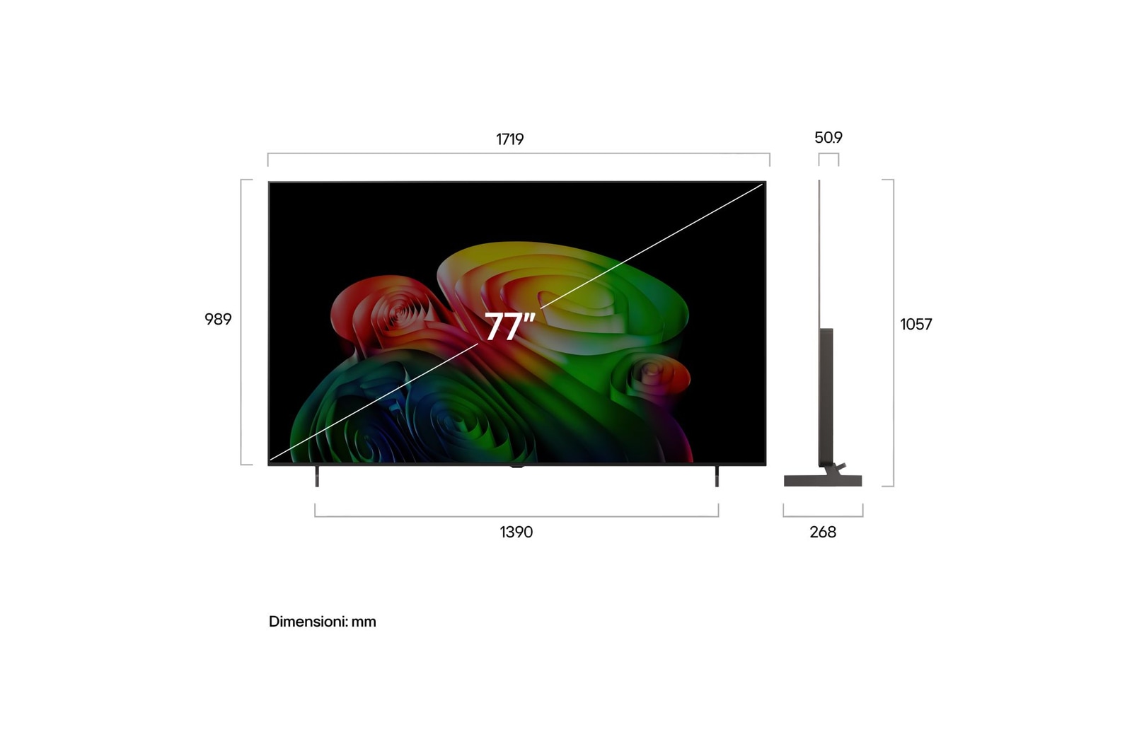 Immagine dimensioni TV OLED77B6ELC 2026